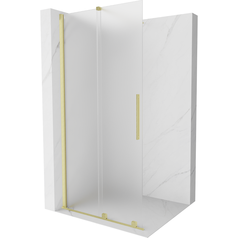 Mexen Velar Walk-in Shower Wall 110 x 200 cm, Frosted 8 mm, Brushed Gold - 871-110-000-33-55