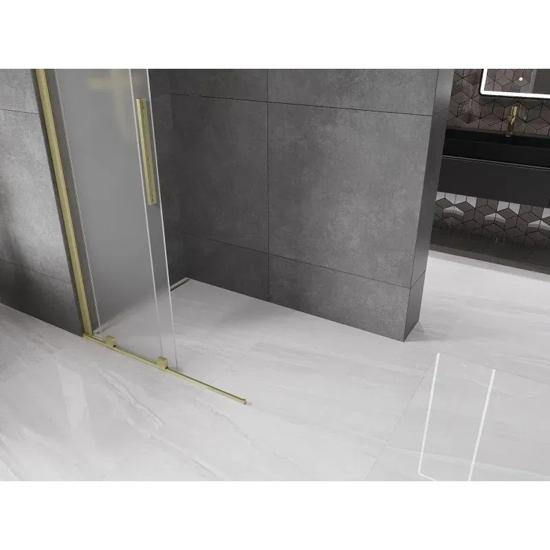 Mexen Velar Sliding Walk-in Shower Wall 120 x 200 cm, Frosted 8 mm, Brushed Gold - 871-120-000-33-55