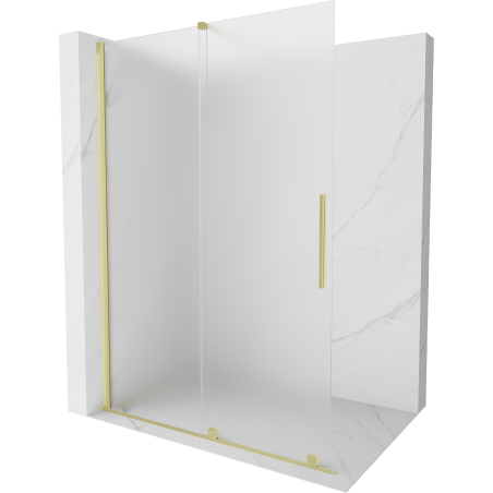 Mexen Velar Walk-in Shower Panel 140 x 200 cm, Frosted 8 mm, Brushed Gold - 871-140-000-33-55