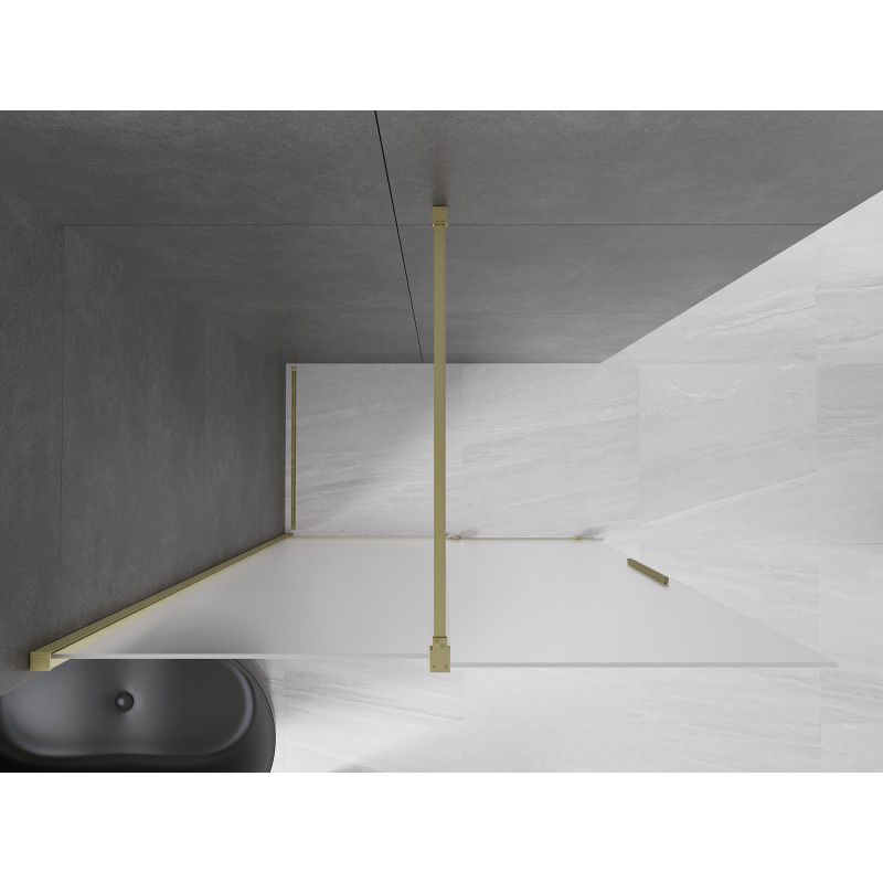 Mexen Velar sliding shower wall Walk-in 150 x 200 cm, frost 8 mm, brushed gold - 871-150-000-33-55