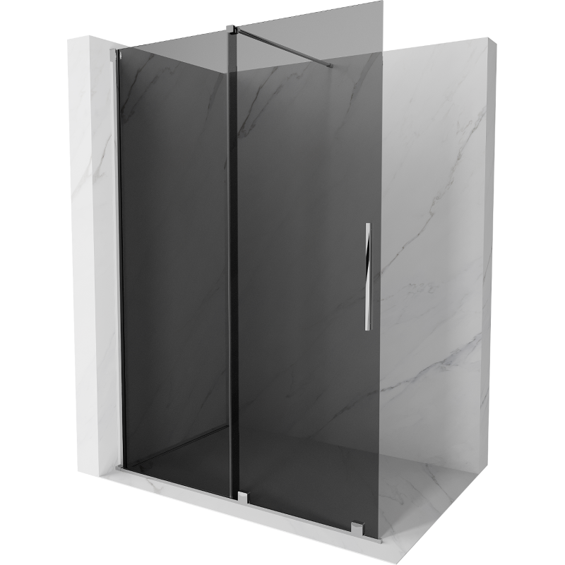 Mexen Velar Walk-in Shower Screen 140 x 200 cm, Graphite 8 mm, Chrome - 871-140-000-43-01