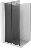 Mexen Velar Walk-in Shower Wall, Sliding 80 x 200 cm, Graphite 8 mm, White - 871-080-000-43-20
