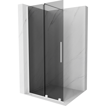 Mexen Velar Walk-in Shower Wall Expandable 85 x 200 cm, Graphite 8 mm, White - 871-085-000-43-20