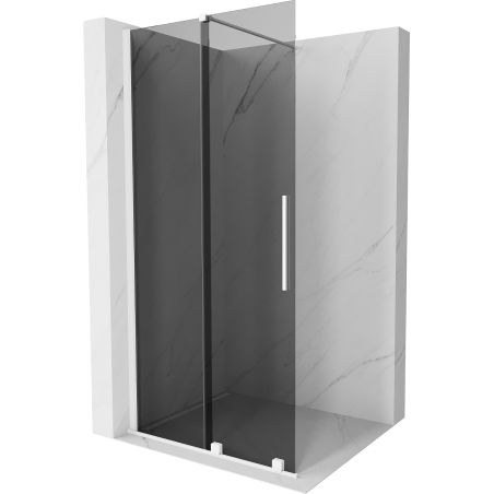 Mexen Velar Walk-in Shower Panel 110 x 200 cm, Graphite 8 mm, White - 871-110-000-43-20