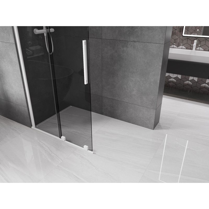 Mexen Velar sliding shower wall Walk-in 90 x 200 cm, graphite 8 mm, white - 871-090-000-43-20