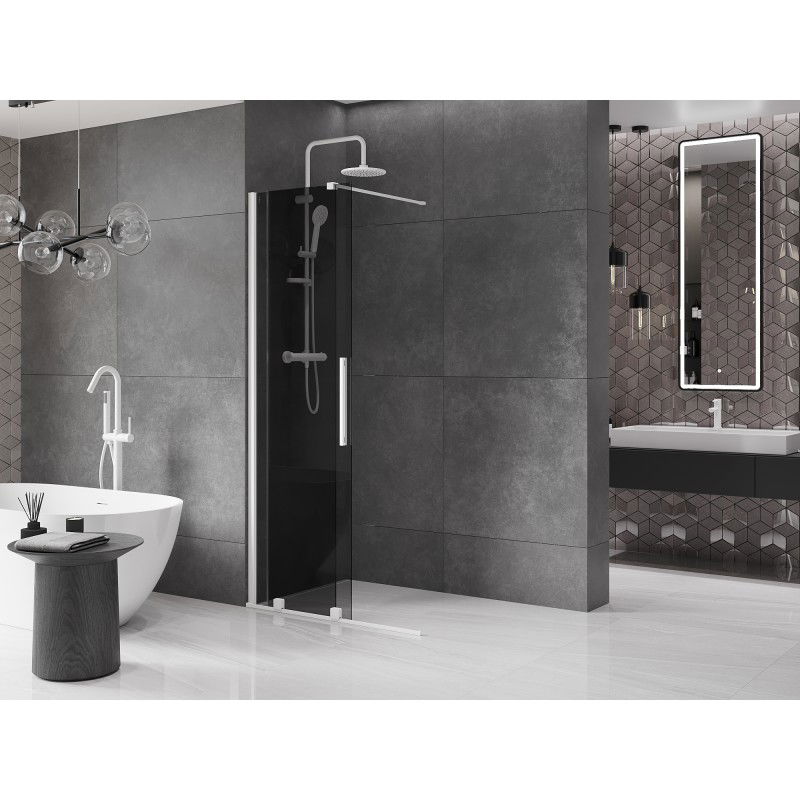 Mexen Velar sliding shower screen Walk-in 85 x 200 cm, graphite 8 mm, white - 871-085-000-43-20