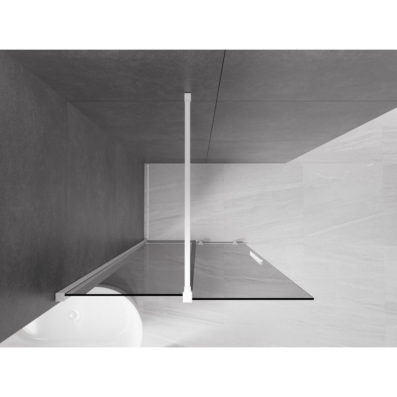 Mexen Velar sliding walk-in shower wall 110 x 200 cm, graphite 8 mm, white - 871-110-000-43-20