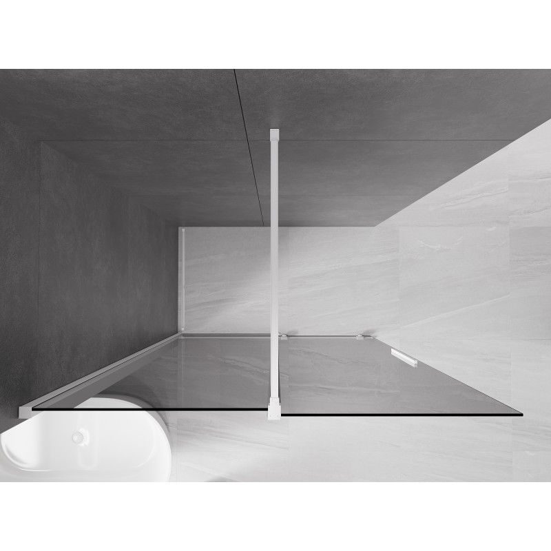 Mexen Velar sliding shower wall Walk-in 150 x 200 cm, graphite 8 mm, white - 871-150-000-43-20
