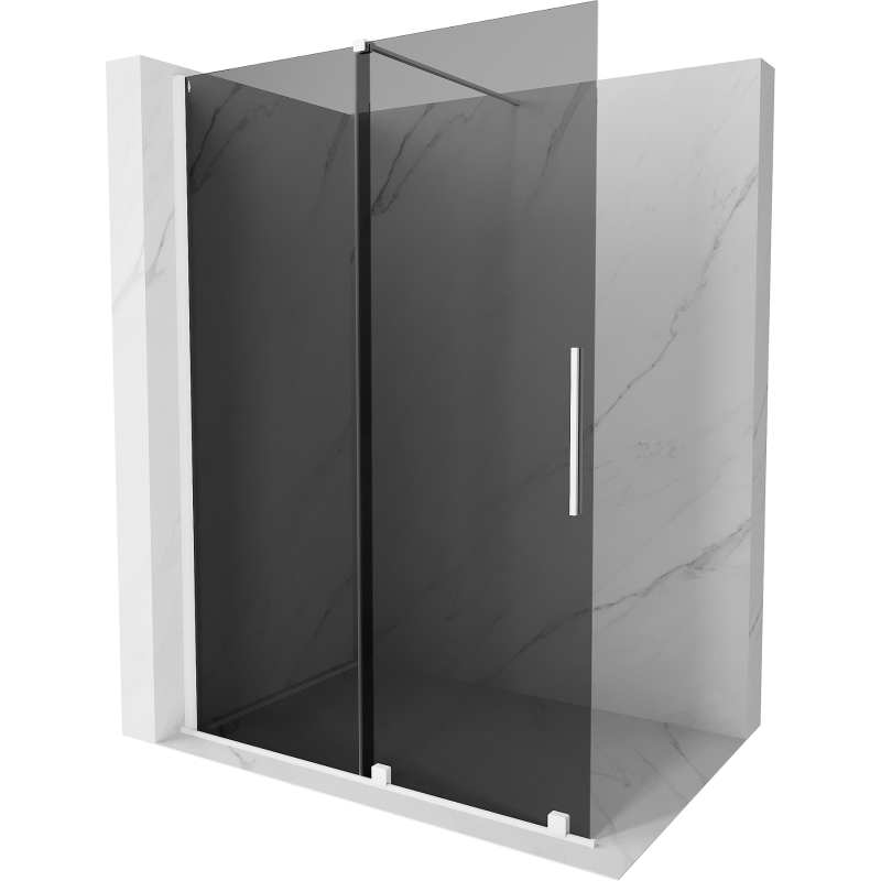 Mexen Velar Walk-in Shower Panel 140 x 200 cm, Graphite 8 mm, White - 871-140-000-43-20