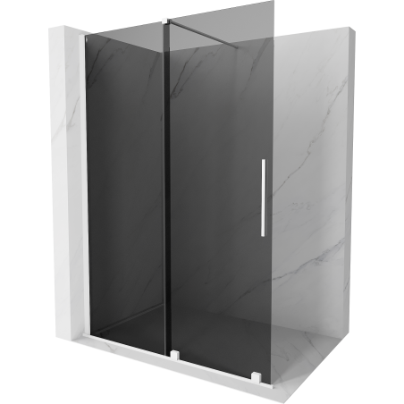 Mexen Velar sliding shower wall Walk-in 140 x 200 cm, graphite 8 mm, white - 871-140-000-43-20