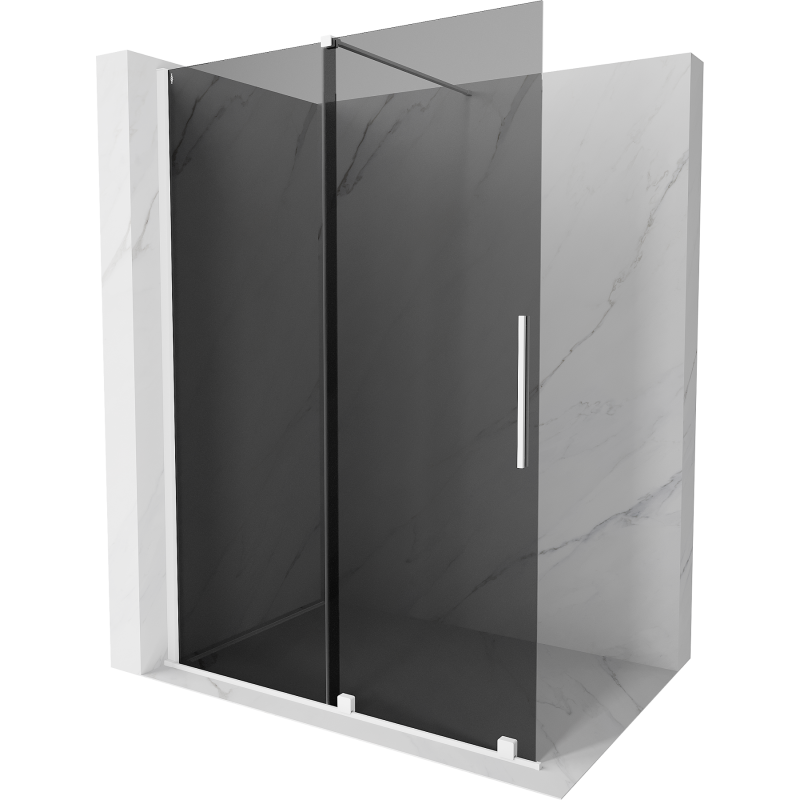 Mexen Velar sliding shower wall Walk-in 160 x 200 cm, graphite 8 mm, white - 871-160-000-43-20
