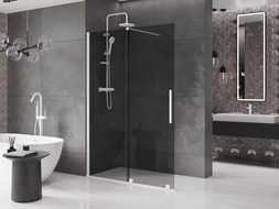 Mexen Velar sliding shower wall Walk-in 140 x 200 cm, graphite 8 mm, white - 871-140-000-43-20