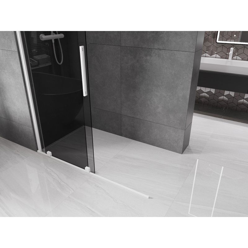 Mexen Velar sliding shower wall Walk-in 160 x 200 cm, graphite 8 mm, white - 871-160-000-43-20