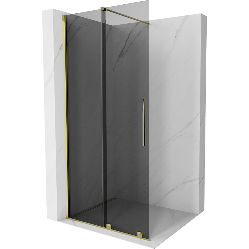 Mexen Velar Walk-in Shower Panel 75 x 200 cm, Graphite 8 mm, Gold - 871-075-000-43-50