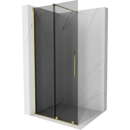 Mexen Velar Walk-in Shower Wall 90 x 200 cm, Graphite 8 mm, Gold - 871-090-000-43-50