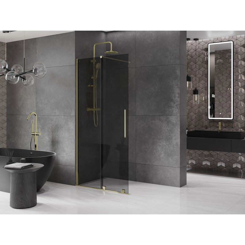 Mexen Velar sliding shower wall Walk-in 120 x 200 cm, graphite 8 mm, gold - 871-120-000-43-50