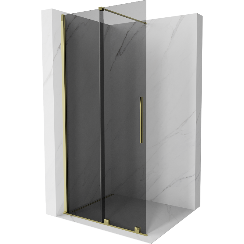 Mexen Velar Walk-in Shower Panel 110 x 200 cm, Graphite 8 mm, Gold - 871-110-000-43-50
