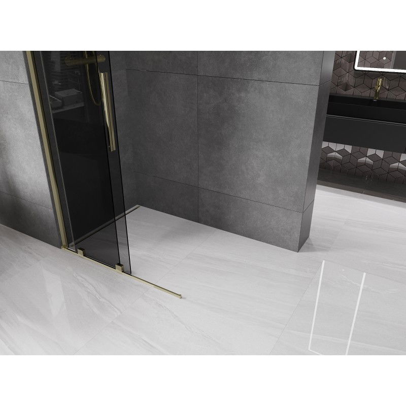 Mexen Velar sliding shower wall Walk-in 85 x 200 cm, graphite 8 mm, gold - 871-085-000-43-50