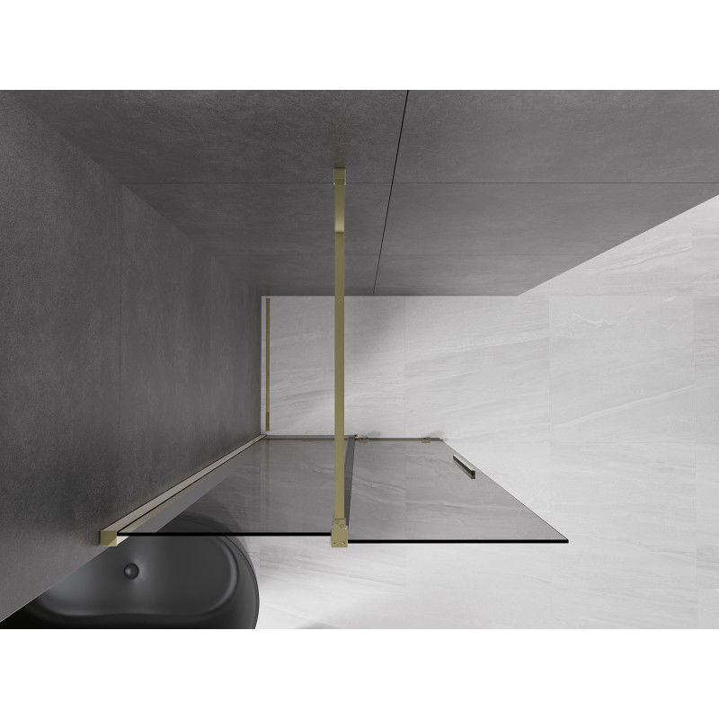 Mexen Velar sliding shower wall Walk-in 85 x 200 cm, graphite 8 mm, gold - 871-085-000-43-50