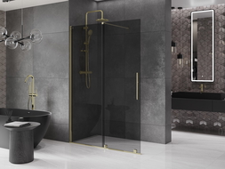 Mexen Velar sliding shower wall Walk-in 150 x 200 cm, graphite 8 mm, gold - 871-150-000-43-50