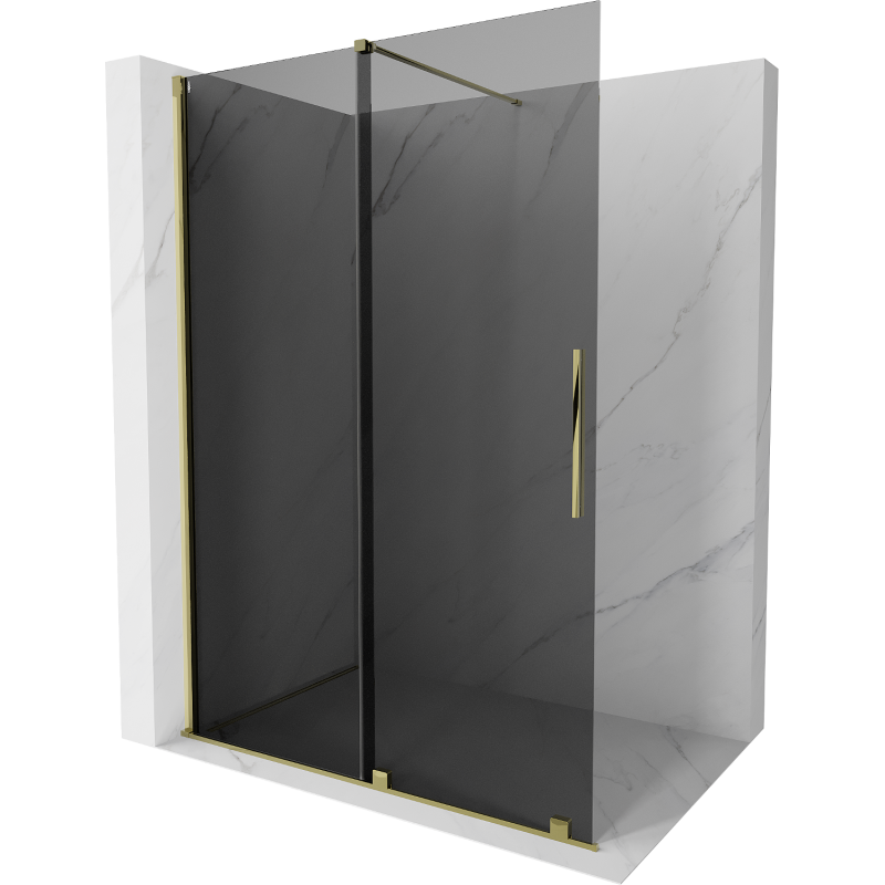Mexen Velar sliding shower wall Walk-in 160 x 200 cm, graphite 8 mm, gold - 871-160-000-43-50