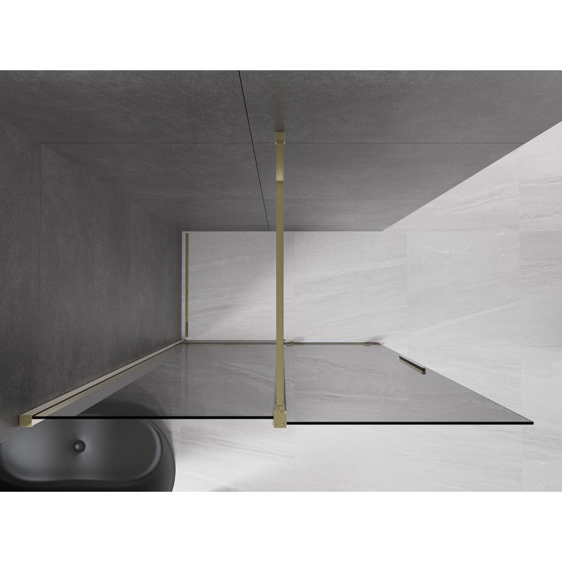 Mexen Velar sliding Walk-in shower screen 130 x 200 cm, graphite 8 mm, gold - 871-130-000-43-50