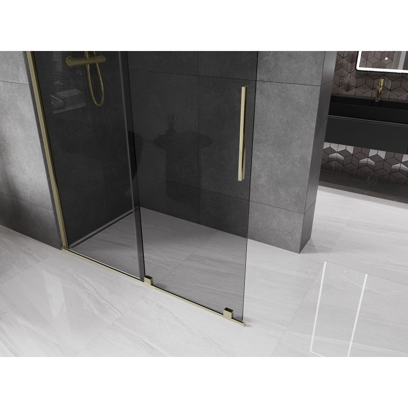 Mexen Velar sliding shower wall Walk-in 140 x 200 cm, graphite 8 mm, gold - 871-140-000-43-50