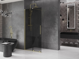 Mexen Velar Walk-in Shower Wall Sliding 70 x 200 cm, Graphite 8 mm, Brushed Gold - 871-070-000-43-55