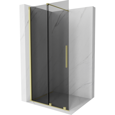 Mexen Velar Sliding Walk-in Shower Wall 75 x 200 cm, 8 mm Graphite, Brushed Gold - 871-075-000-43-55
