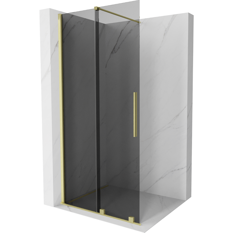 Mexen Velar Walk-in Shower Panel 80 x 200 cm, Graphite 8 mm, Brushed Gold - 871-080-000-43-55