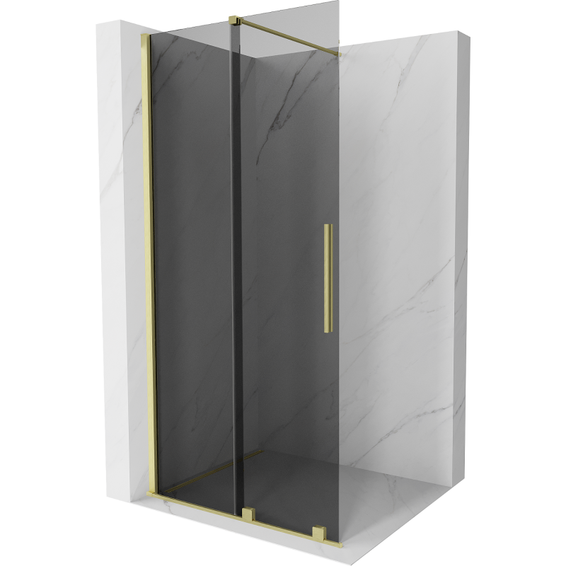 Mexen Velar Walk-in Shower Wall 85 x 200 cm, Graphite 8 mm, Brushed Gold - 871-085-000-43-55