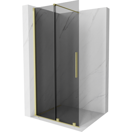 Mexen Velar Sliding Shower Wall Walk-in 100 x 200 cm, Graphite 8 mm, Brushed Gold - 871-100-000-43-55