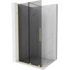 Mexen Velar Walk-in Shower Wall 100 x 200 cm, Graphite 8 mm, Brushed Gold - 871-100-000-43-55