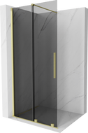 Mexen Velar sliding Walk-in shower wall 90 x 200 cm, graphite 8 mm, brushed gold - 871-090-000-43-55