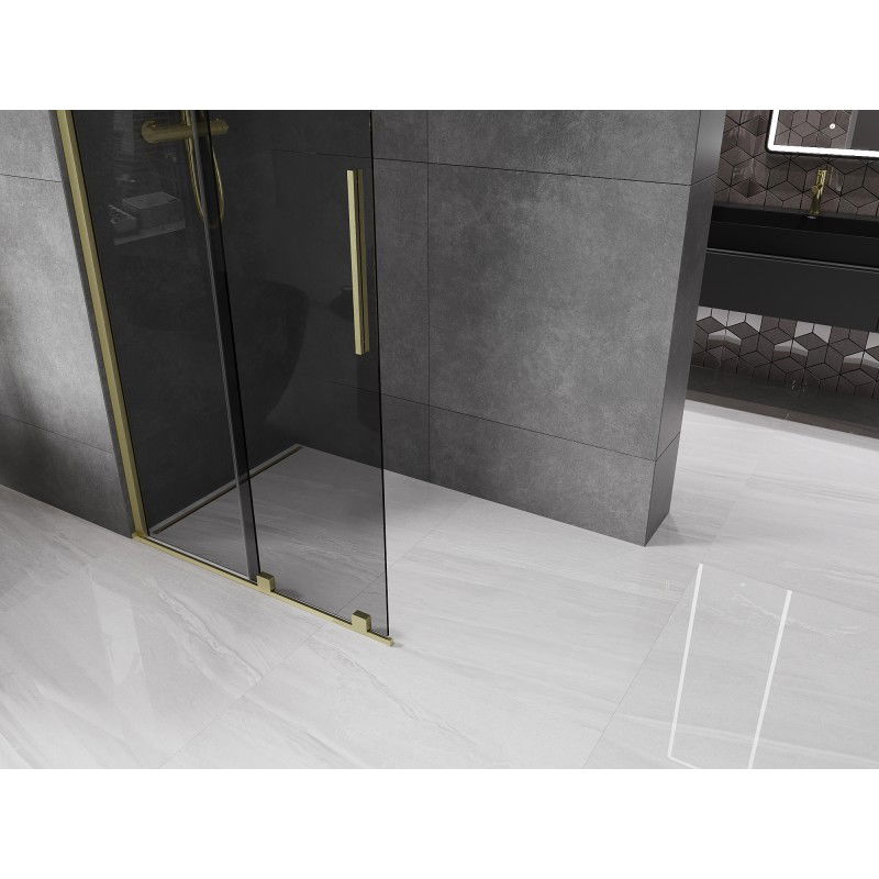 Mexen Velar sliding shower wall Walk-in 120 x 200 cm, graphite 8 mm, brushed gold - 871-120-000-43-55