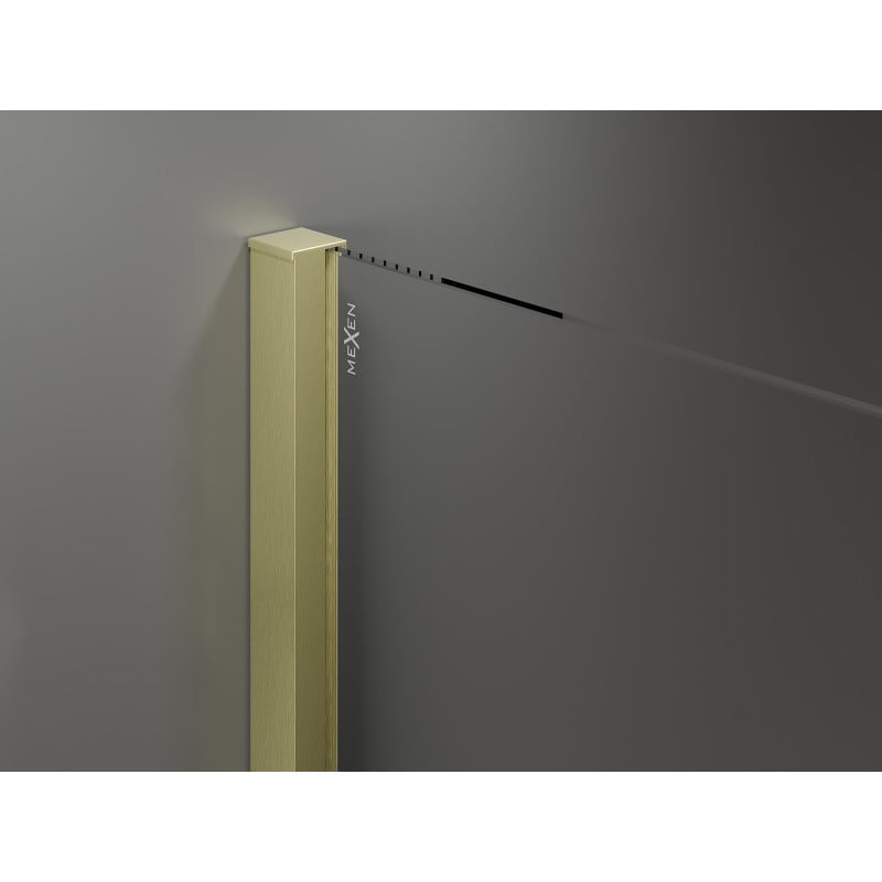 Mexen Velar sliding Walk-in shower wall 90 x 200 cm, graphite 8 mm, brushed gold - 871-090-000-43-55
