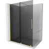 Mexen Velar sliding shower wall Walk-in 130 x 200 cm, graphite 8 mm, brushed gold - 871-130-000-43-55