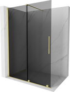 Mexen Velar Walk-in Shower Wall 140 x 200 cm, Graphite 8 mm, Brushed Gold - 871-140-000-43-55