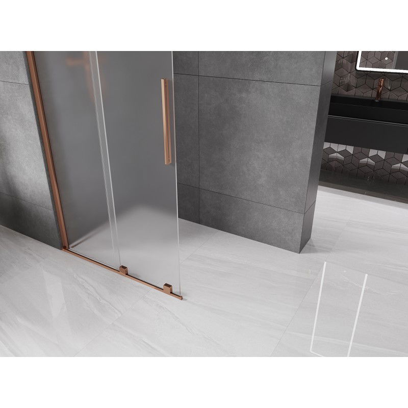 Mexen Velar sliding shower wall Walk-in 80 x 200 cm, frost 8 mm, rose gold - 871-080-000-33-60