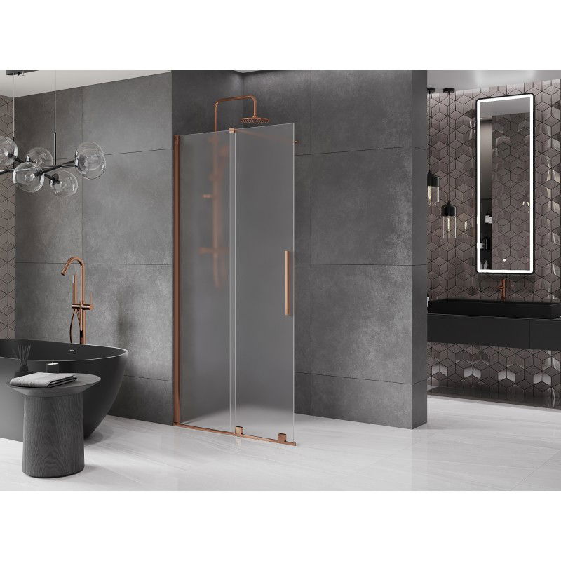 Mexen Velar sliding shower screen Walk-in 85 x 200 cm, frost 8 mm, pink gold - 871-085-000-33-60