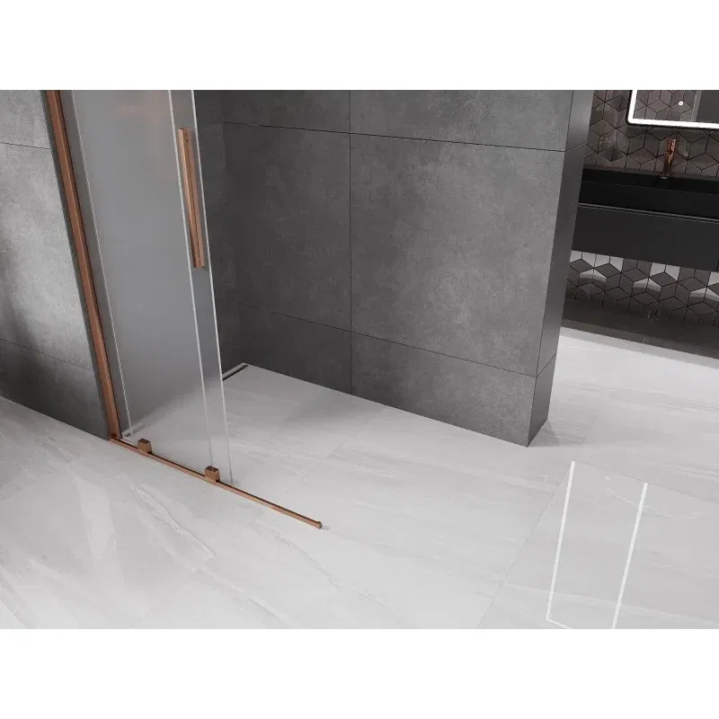 Mexen Velar sliding shower wall Walk-in 100 x 200 cm, frost 8 mm, rose gold - 871-100-000-33-60