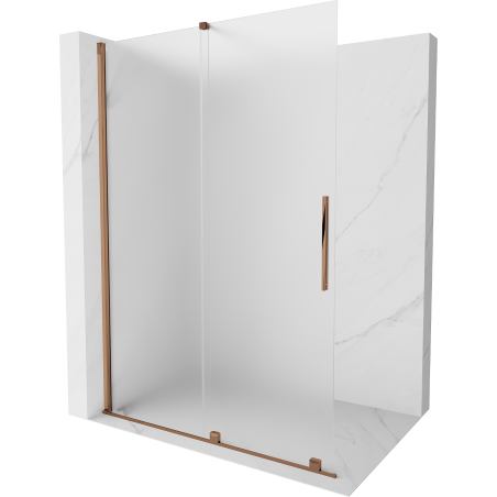 Mexen Velar sliding shower wall Walk-in 130 x 200 cm, frost 8 mm, rose gold - 871-130-000-33-60