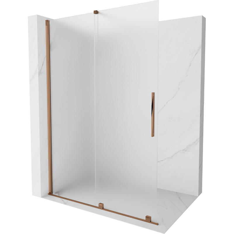 Mexen Velar Sliding Shower Wall Walk-in 140 x 200 cm, Frosted 8 mm, Rose Gold - 871-140-000-33-60