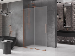 Mexen Velar sliding shower screen Walk-in 150 x 200 cm, frost 8 mm, rose gold - 871-150-000-33-60
