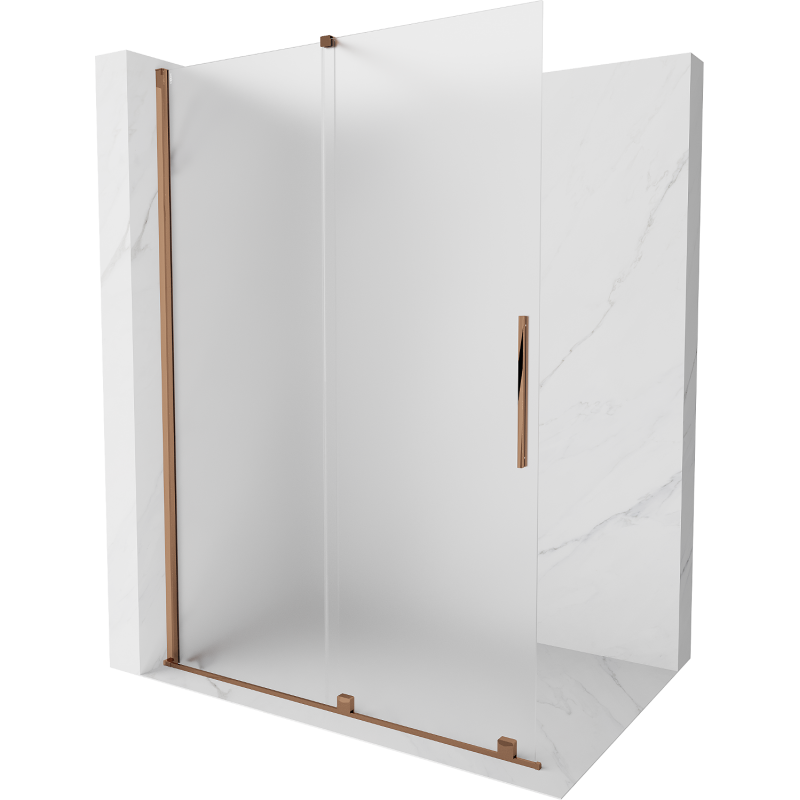Mexen Velar sliding shower screen Walk-in 150 x 200 cm, frost 8 mm, rose gold - 871-150-000-33-60