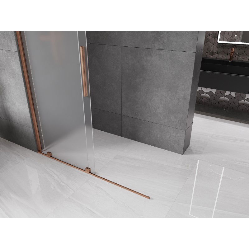 Mexen Velar sliding shower wall Walk-in 160 x 200 cm, frost 8 mm, rose gold - 871-160-000-33-60