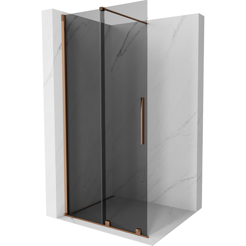 Mexen Velar walk-in shower wall sliding 70 x 200 cm, graphite 8 mm, rose gold - 871-070-000-43-60