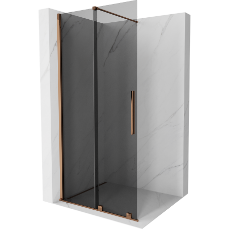 Mexen Velar adjustable Walk-in shower wall 85 x 200 cm, graphite 8 mm, rose gold - 871-085-000-43-60