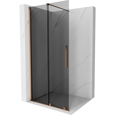 Mexen Velar sliding shower wall Walk-in 100 x 200 cm, graphite 8 mm, rose gold - 871-100-000-43-60