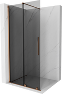 Mexen Velar Walk-in Shower Screen 100 x 200 cm, Graphite 8 mm, Rose Gold - 871-100-000-43-60